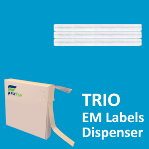 5 x 63 mm EM Security labels Trio White