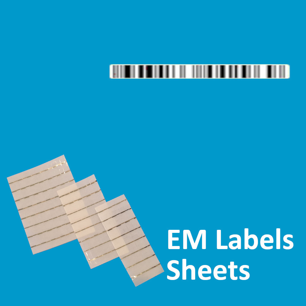 5 x 63 mm EM Security labels Sheets Barcode